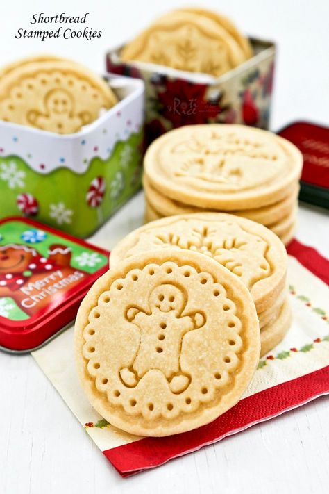 Imprint Cookies Recipe, Stamp Cookies Recipe, Pressed Cookies, Molded Cookies, Stamped Cookies, Embossed Cookies, Shortbread Cookie Recipe, Shortbread Recipes, Xmas Cookies