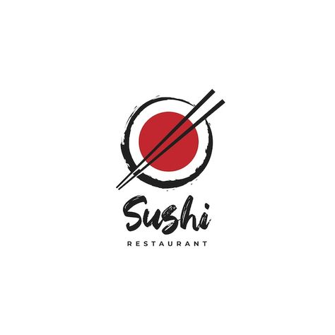 Chopstick holding sushi logo design with... | Premium Vector #Freepik #vector #sushi-logo #maki #sushi #sushi-restaurant Chopstick Logo Design, Sushi Logo Design Ideas, Sushi Graphic Design, Sushi Restaurant Logo, Sushi Logo Design, Japanese Restaurant Logo, Japanese Logo Design, Restaurants Logo, Roll Logo