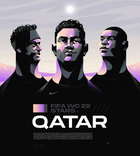 FIFA World Cup 2022 Stars on Behance Fifa Poster, Fifa Qatar, Qatar 2022, World Cup 2022, Football Design, Graphic Design Layouts, The Dunes, Digital Portrait, Sports Design