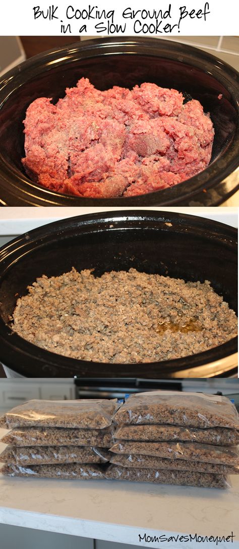 Ground Turkey Slow Cooker, Cooking Ground Beef, Make With Ground Beef, Beef Freezer Meals, Slow Cooker Kitchen, Cooking With Ground Beef, Bulk Cooking, Freezable Meals, Kitchen Hack