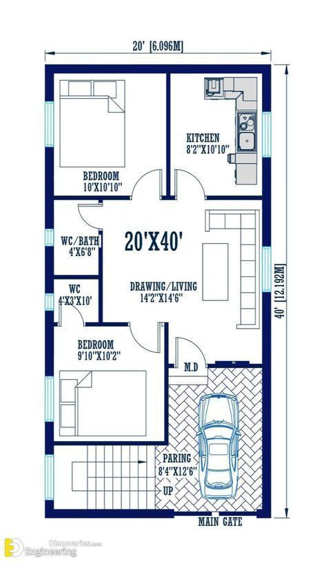 25x40 House Plans 2bhk West Facing, 20by50 House Plan, House Plan 20'x40', 20×40 House Design, 20×20 House Plan, 1000 Sf House Plans, 40x20 House Plans, 20 40 House Plans 2bhk, 20 By 50 House Plans