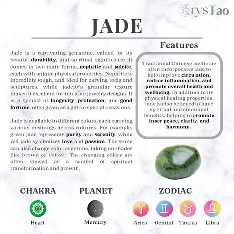 Discover the mystical properties of Jade, a powerful gemstone revered for its protective qualities and healing energy. Explore the history and lore of this ancient stone, and learn how to use Jade in meditation, energy healing, and chakra balancing. Discover care tips to keep your Jade looking its best. #Jade #HealingStone #ProtectiveEnergy #CrystalHealing #ChakraBalancing #Metaphysical #SpiritualJourney #EnergyHealing #Meditation #NaturalBeauty