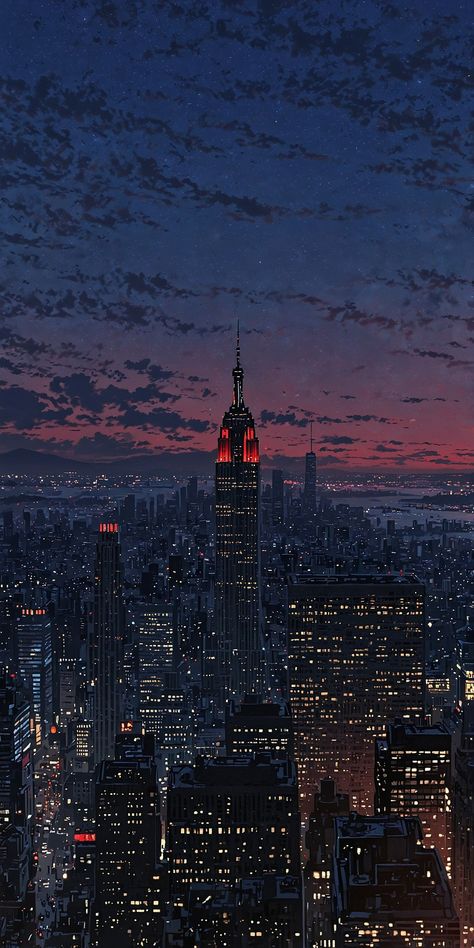 Chill Wallpaper Iphone Dark, New York Wallpaper Night, City Landscape Drawing, Bright Wallpaper Iphone, New York Anime, City Night Wallpaper, New York Aesthetic Wallpaper, Night City Wallpaper, Mobile Background