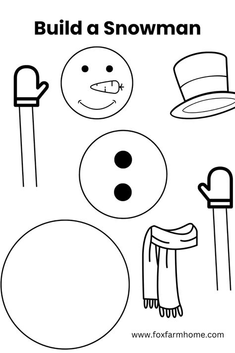 Kids will have a lot of fun with this build a snowman free printable activity! Use the snowman coloring page to color your snowman as creatively as you would like and then cut him out and have fun putting him together.  This is a fun winter activity for preschoolers! Snowman Paper Chain, Winter Lesson Plans For Preschool, Snowman Art Projects For Kids, Snow Man Craft, Build A Snowman Craft, Snowman Preschool, Snowman Coloring Page, Snowman Crafts For Kids, Snowman Crafts Preschool