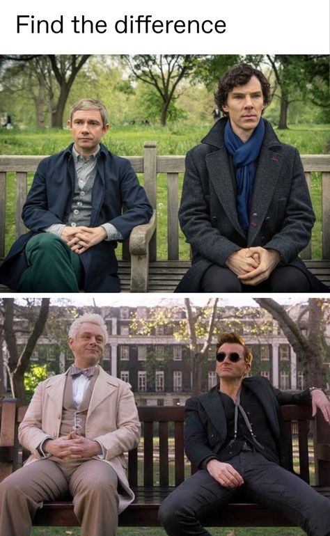 Sherlock And John Matching Icons, Sherlock And Good Omens, Johnlock Kiss, Sherlock X John, Aziraphale X Crowley, Crowley Aziraphale, Find The Difference, Sherlock Holmes 3, Sherlock Moriarty