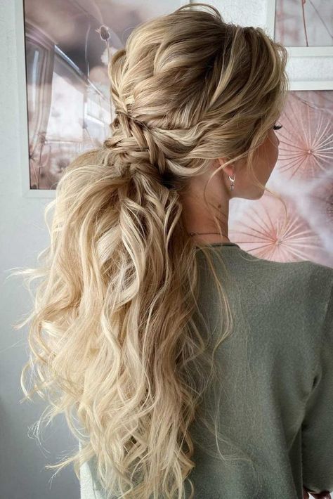 Ponytail Bridal Hair, Bridesmaid Ponytail, Prom Ponytail Hairstyles, Messy Ponytail Hairstyles, Ponytail Wedding, Bridal Ponytail, Wedding Ponytail, Bridemaids Hairstyles, Updo Bridal