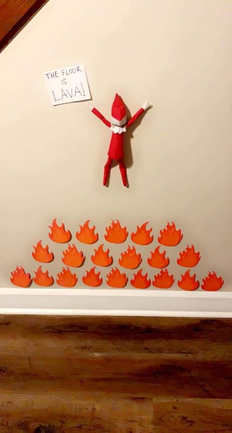 Elf On The Shelf Ideas Floor Is Lava, Elf On The Shelf The Floor Is Lava, Elf Floor Is Lava, The Floor Is Lava Elf On The Shelf, Elf On The Shelf Floor Is Lava, Floor Is Lava Elf On Shelf, Elf Is Back Ideas, Thanksgiving Napkin Folds, Simple Thanksgiving Table Decor