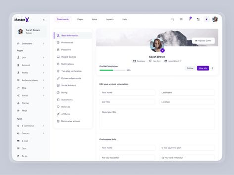 User account settings page by Kalyan Bhattacharjee Tanmoy on Dribbble Profile Website, Ux App Design, Account Settings, Ecommerce Web Design, User Settings, Ui Design Website, Ecommerce Web, Dashboard Template, Web Ui Design