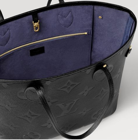 Louis Vuitton with Blue Interior lining Dupe Neverfull bag LV Louis Vuitton Neverfull Mm Black, Black Leather Louis Vuitton Bag, Black Neverfull Louis Vuitton, Replica Louis Vuitton Handbags, Neverfull Empreinte, Black Lv Bag, Louis Vuitton Black Bag, Lv Tote Bag, Louis Vuitton Bag Black