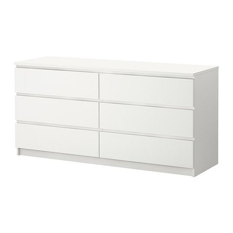 MALM 6-drawer dresser IKEA Extra roomy drawers. Smooth running drawers with pull-out stop. Ikea Malm 6 Drawer Dresser, Ivar Regal, High Bed Frame, Malm Drawers, Dresser Plans, Kids Dresser, Design Ložnic, Malm Dresser, Ikea Dresser