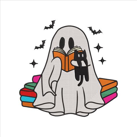 This is a machine embroidery design of Cute Ghost Reading Book, fill stitch design, instant download. There are 5 sizes included, Please check the information under the pictures for the precise sizes of each design, stitch count, color changes and etc. 5 SIZES: 1. hxw: 3.9 x 3.82 in (Stitches: 20228) 2. hxw: 4.9 x 4.80 in (Stitches: 27682) 3. hxw: 5.9 x 5.78 in (Stitches: 35908) 4. hxw: 6.9 x 6.77 in (Stitches: 44971) 5. hxw: 7.9 x 7.75 in (Stitches: 55232) The downloadable attachment contains t Ghost Holding Book Tattoo, Ghost Reading A Book Tattoo, October Background, Teacher Embroidery, Ipad Image, Ghost Reading Book, Book Embroidery, Ghost Embroidery, Ghost Drawing