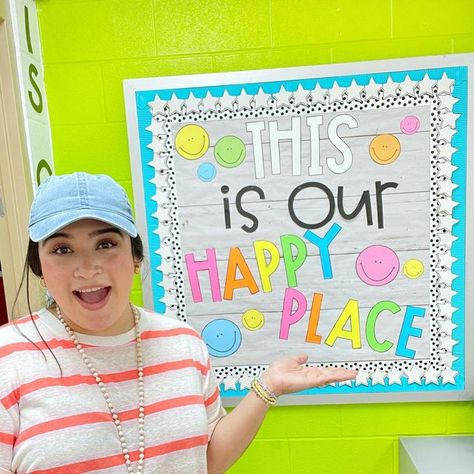 I’m So Happy You’re Here Bulletin Board, This Is Our Happy Place Classroom Door, This Is Our Happy Place Bulletin Board, Classroom Bulletin Boards Kindergarten, This Is Our Happy Place Classroom, You Belong Here Bulletin Board, Our Happy Place Bulletin Board, Happy Place Bulletin Board, Year Round Bulletin Board Ideas