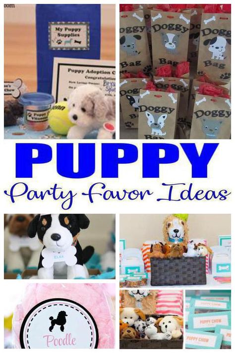 Birthday Party Favors! Puppy party favors for a kids bday. The best puppy dog favor ideas all children will love. Fun & easy ideas for a boy or girl party! Goodie bags, candy, gumballs, toys & more great take home favors for your guests. DIY or buy some fun puppy party favors. Find puppy birthday party ideas now! Dog Birthday Party Favors For Dogs, Dog Theme Party Favors, Dog Party Goodie Bags, Doggie Bags Party Favor, Dog Party Favors For Dogs, Dog Birthday Party Favors, Puppy Adoption Birthday Party, Puppy Party Theme, Puppy Party Favors