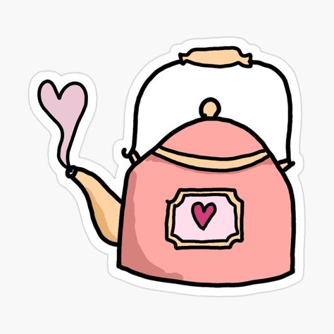 Get my art printed on awesome products. Support me at Redbubble #RBandME: https://www.redbubble.com/i/sticker/Tea-kettle-by-bookloversclub/49698003.JCQM3?asc=u Tea Stickers Aesthetic, Tea Stickers, Tea Journal, Homemade Stickers, Pink Background Images, Monogram Stickers, Tumblr Stickers, Scrapbook Stickers Printable, Bakery Logo Design