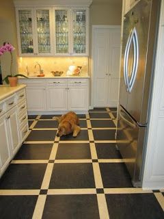 House Dreaming Linoleum Flooring Kitchen, Linoleum Kitchen Floors, Painting Linoleum Floors, Laundry Craft Rooms, Linoleum Floors, Entrance Ideas, Linoleum Flooring, Basement Flooring, Kitchen Redo