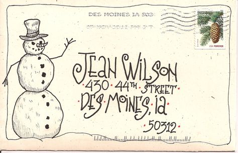 This link goes to Jean Wilson's site. Jean does envelops professionally, and her site is full of inspiration for envelops and wonderful lettering styles. Christmas Envelope Art, Handwritten Envelopes, Envy Art, Art Envelopes, Hand Lettering Envelopes, Snail Mail Envelopes, Christmas Card Envelopes, Snail Mail Art, Fancy Envelopes