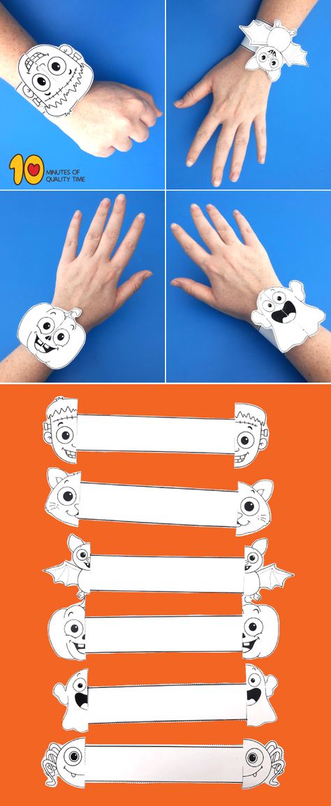 Halloween Printable Bracelets Bracelets Halloween, Imprimibles Halloween, Halloween Lesson, Bricolage Halloween, Halloween Infantil, Halloween Crafts For Toddlers, Halloween Bracelet, Manualidades Halloween, Halloween Printable