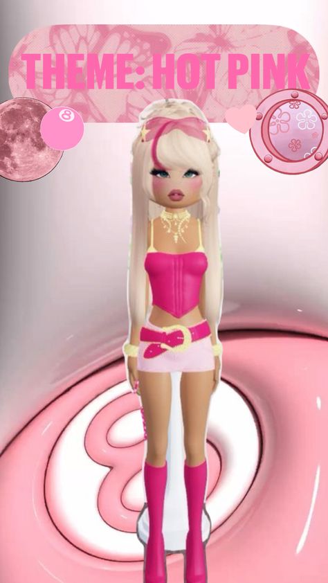 @slaygurl💗💓💞💕 Theme Pink, Hot Pink Dresses, Pink Themes, Roblox Roblox, Dried Flower Bouquet, Themed Outfits, Cute Art Styles, Pink Outfit, Pink Dress