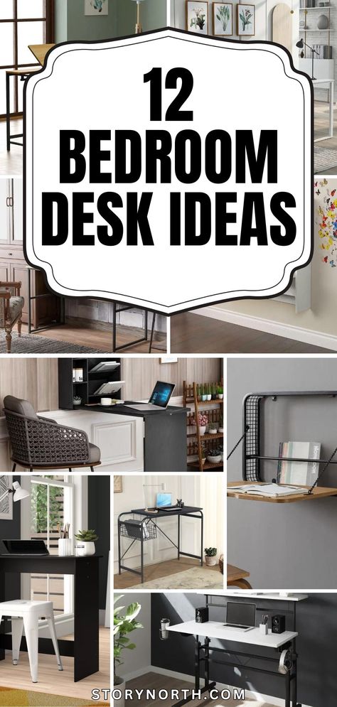 Save this pin for creative and practical tips to transform your bedroom desk for remote work. Discover how to enhance productivity and style with these innovative ideas! #HomeOfficeDecor #RemoteWorkSetup #WorkFromHomeIdeas Room Desk Ideas Aesthetic, Desk In Bedroom Aesthetic, Work Desk In Bedroom, Small Home Office Ideas Bedrooms, Workspace In Bedroom, Desk In Bedroom Ideas, Small Room Desk Ideas, Small Desk Setup Ideas, Small Home Office Space