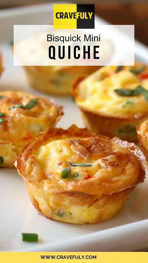 Bisquick Mini Quiche – Cravefuly Bisquick Quiche Muffins, Mini Bisquick Quiche, Mini Quiche Filling Ideas, Homemade Mini Quiche, Mini Quiches Recipes, Self Crusting Quiche Recipes, Bisquick Appetizer Recipes, Individual Quiche Recipes Muffin Tins, Individual Quiches With Crust