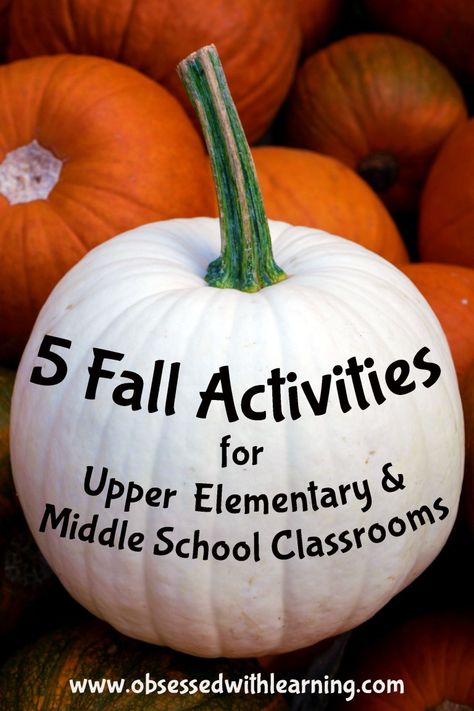 Elementary School Fall Crafts, Fall Fun Classroom Activities, Fall Craft Ideas For 3rd Graders, Grade 6 Fun Activities, Middle School Pumpkin Activities, Upper Grade Halloween Activities, School Fall Activities, Classroom Halloween Party Upper Elementary, Math Activities For Middle Schoolers