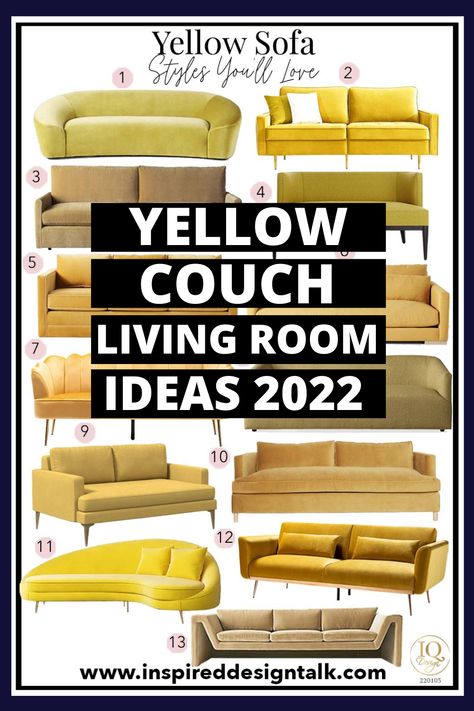 I love yellow sofa living room colour palettes! These yellow couch ideas are perfect for my new apartment. Yellow Sofa Decor Ideas, Rooms With Yellow Sofa, Gold Sofas Living Room, Yellow Couch Decor Ideas, Gold Couch Living Room Ideas, Gold Sofa Living Room Ideas, Beige And Yellow Living Room, Yellow Sofa Living Room Colour Palettes, Yellow Couch Aesthetic