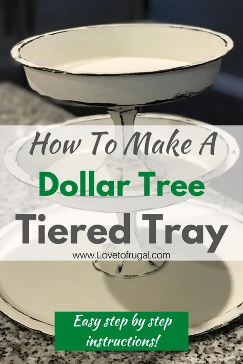 Dollar Tree Tiered Tray, Dollar Tree Hacks, Dollar Tree Fall, Dollar Store Diy Projects, Tiered Tray Diy, Farmhouse Crafts, Dollar Store Hacks, Budget Decorating, Tray Diy