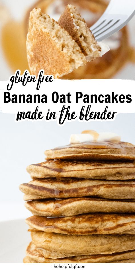 Start your day with these fluffy, gluten-free Banana Oat Blender Pancakes. Quick, healthy, and easy to make, they're the perfect gluten-free breakfast or brunch. Made with gluten free oats and ripe bananas, these pancakes are nutritious and delicious. Try them today! Oat Blender Pancakes, Healthy Recipes Gluten Free, Gluten Free Oatmeal Pancakes, Gluten Free Banana Pancakes, Gluten Free Comfort Food, Blender Pancakes, Banana Oat Pancakes, Gluten Free Vegetarian Recipes, Banana Oat