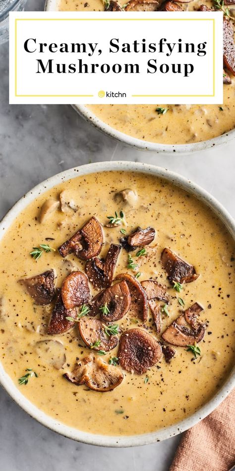 Creamy, Satisfying Mushroom Soup | Kitchn Creamy Soup Recipes, Creamy Mushroom Soup, Mushroom Soup Recipes, Dried Mushrooms, Makanan Diet, Creamy Mushrooms, Creamy Soup, New Best Friend, Mushroom Soup