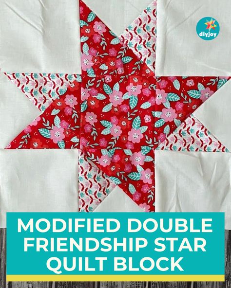 Looking for an easy star quilt pattern? Try this modified double friendship star quilt block! Learn the instructions here. Free Star Quilt Patterns Printables, Double Friendship Star Quilt Block, Friendship Star Quilt Pattern Free, Friendship Quilt Pattern, Woven Star Quilt Pattern Free, Friendship Star Quilt Pattern, Friendship Star Quilt Block, Friendship Star Quilt, Quilting Stars