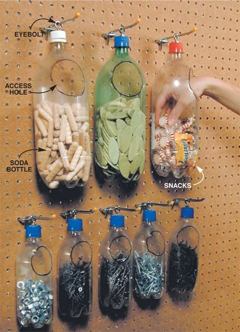 Shed Organisation, Arbejdsplads Garage, ขวดโหล Mason Jar, Shed Organization, Diy Plastic Bottle, Garage Organize, Cheap Storage, Diy Garage Storage, Garage Storage Organization