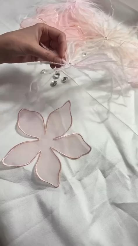 How To Make Dresses Diy, Dress Decoration Ideas, Princess Dress Design, Tatyana Kochnova, Flower Petal Dress, Flower Dress Design, Corset And Skirt, Making Fabric Flowers, Dress Decoration