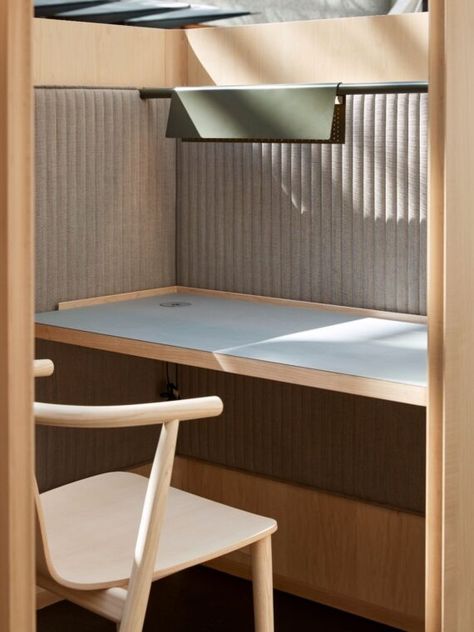 DesignOffice - Grosvenor Place | IndesignLive Office Lounge Furniture, Interior Design Office Space, Business Lounge, Timber Battens, Quiet Room, Joinery Details, Office Lounge, Meeting Rooms, Workplace Design