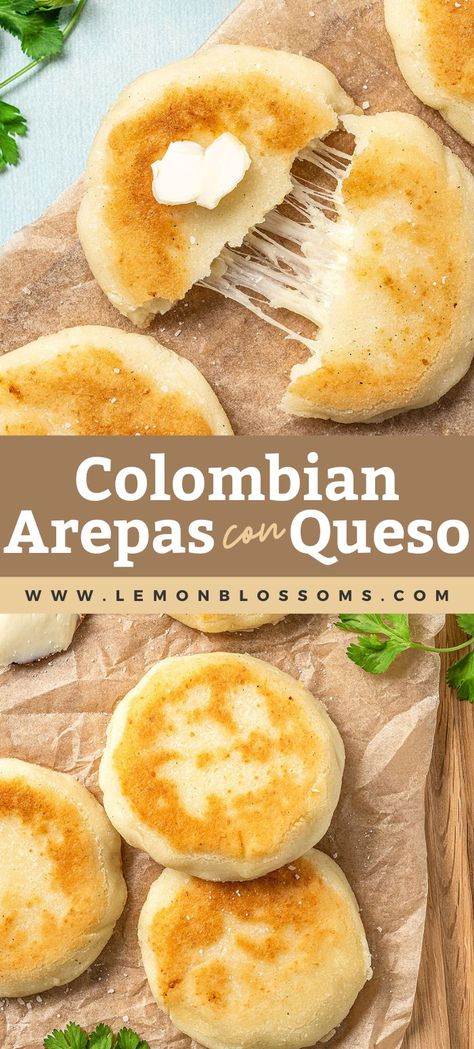 Cheese Arepas Recipe, Cheese Arepas, Columbian Recipes, Arepas Recipe, Colombian Food, Lemon Blossoms, Hispanic Food, Latin Food, It Goes On