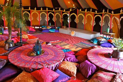 Tent Interior, Moroccan Tent, Arabian Tent, Chill Out Room, Arabian Nights Party, Prince Ali, Moroccan Nights, Moroccan Party, Moroccan Theme