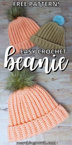 Crochet Newborn Hat Free Pattern, Crochet Beanie Hat Free Pattern, Easy Crochet Beanie, Flat Crochet, Crochet Hats Free Pattern Ladies, Crochet Toddler Hat, Head Crochet, Crocheted Beanies, Crochet Hat Sizing