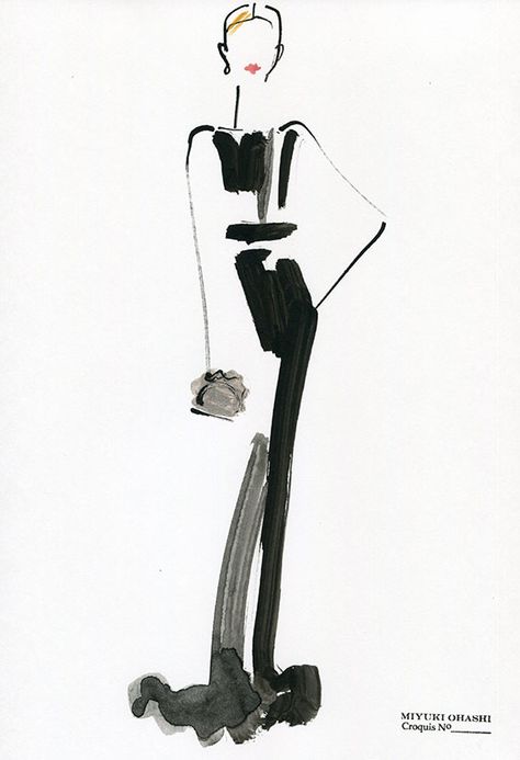 Miyuki Ohashi, Shadow Drawing, Fashion Illustration Collage, Fashion Drawing Sketches, Minimalist Drawing, Behati Prinsloo, Charcoal Art, Alcohol Ink Painting, Fashion Wall Art