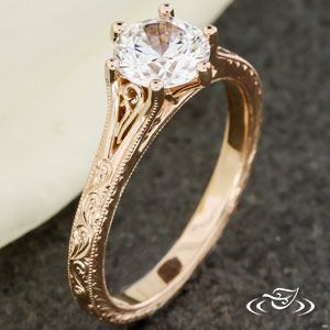 Rose Gold Filigree Engagement Ring Antique Style Engagement Rings, Green Lake Jewelry, Design Your Own Ring, Antique Engagement Rings Vintage, Vintage Style Engagement Rings, Filigree Engagement Ring, Engagement Ring Photos, Jewelry Words, Scroll Pattern