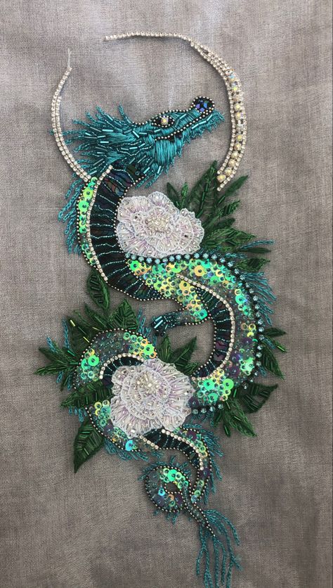 Beaded Fabric Embroidery, Beaded Designs On Fabric, How To Embroider With Beads, Beading Embroidery On Fabric, How To Embroider Beads, Hand Bead Embroidery Designs, Bead Embroidery Ideas, Gem Embroidery, Beaded Embroidery On Fabric