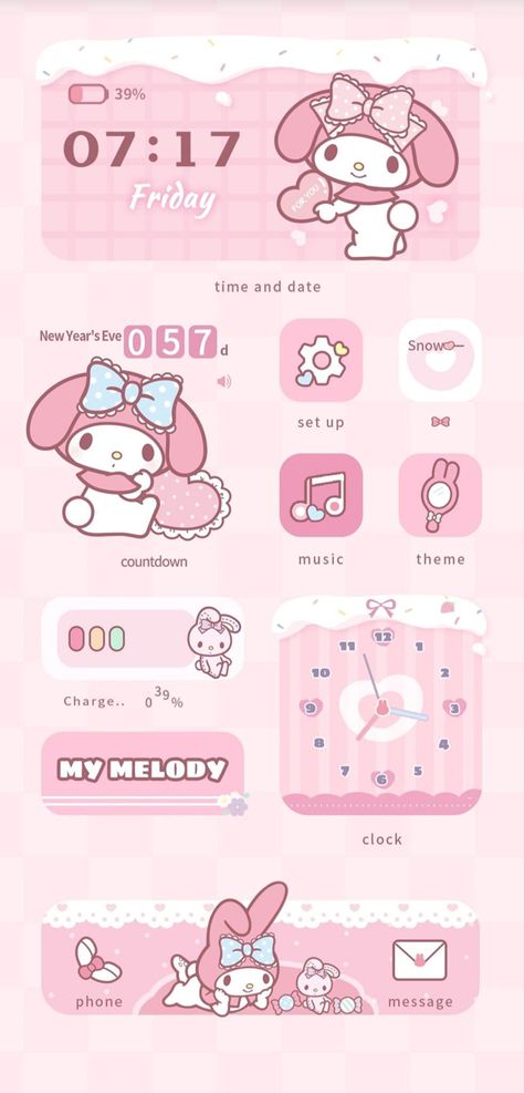 My Melody Iphone Wallpaper, Melody Iphone Wallpaper, Flower Shop Wallpaper, Aesthetic Lock Screen, Layout Phone, Home Layout, Karakter Sanrio, Ios Ideas, My Melody Wallpaper