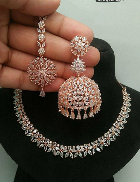 Engagement Necklaces, Dark Jewelry, American Diamond Jewellery, Indian Bridal Jewelry Sets, American Diamond Necklaces, Jewelry Set Design, Bridal Necklace Set, Diamond Necklace Set, Diamond Jewelry Designs