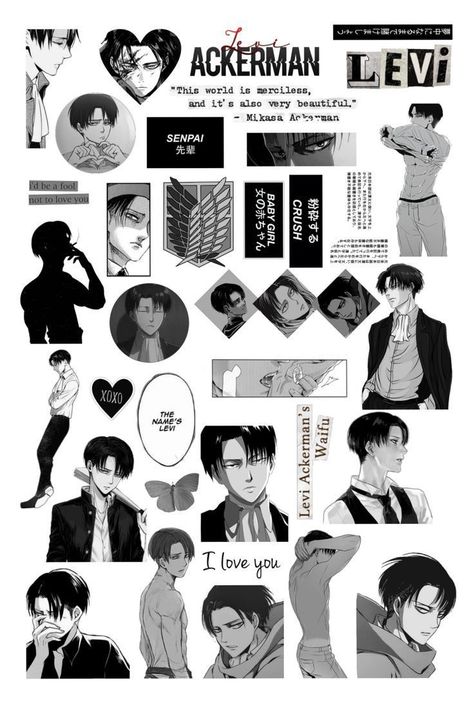 Levi Ackerman Stickers Printable, Levi Stickers Printable, Levi Ackerman Printable, Levi Ackerman Sticker, Levi Ackerman Black And White, Attack On Titan Black And White, Levi Journal, Attack On Titan Stickers Printable, Printable Anime Stickers