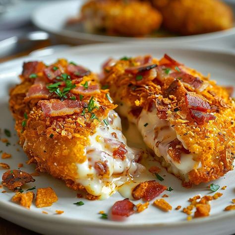 Food To Make Recipes, Doritos Stuffed Chicken, Cream Cheese And Bacon Stuffed Chicken, Delicious Recipes For Dinner Main Dishes, Cream Cheese And Bacon Stuffed Doritos Chicken Recipe, Cream Cheese And Bacon Stuffed Doritos, Dorito Recipes, Yummy Food Recipes Dinner Easy, Dorito Crusted Chicken