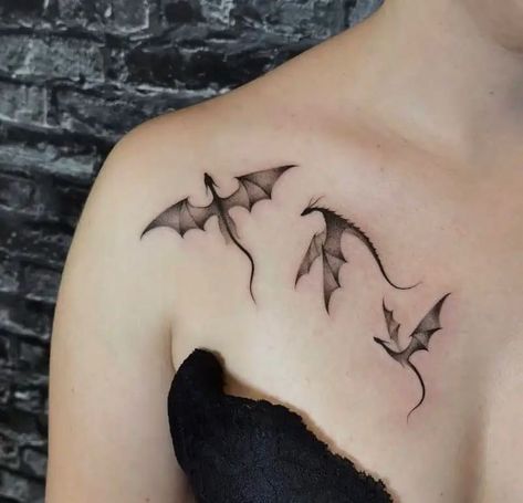 3 Dragon Tattoo For Women, Three Small Dragon Tattoo, Four Dragons Tattoo, Small Black Dragon Tattoo, Dragon Tattoo For Women Ankle, Got Dragons Tattoo, Dragon Gemini Tattoo, 4 Dragons Tattoo, Dragon Colar Bone Tattoo