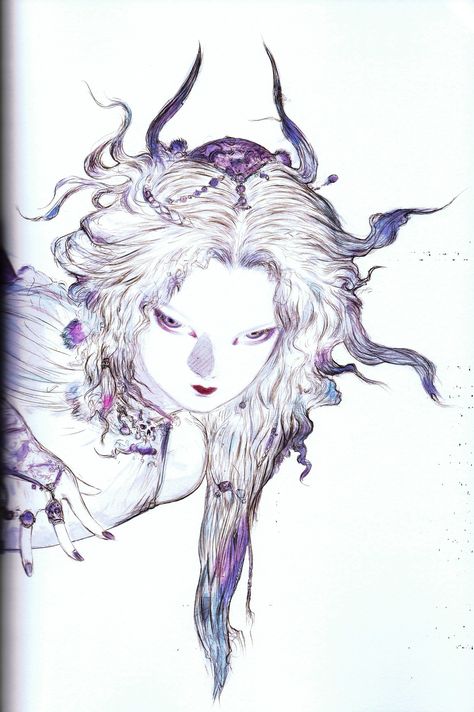 Yoshitaka Amano, Illustrations, Hair, White, Art