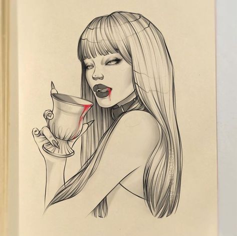 Vampire Sketch Pencil, Vampire Woman Drawing, Victoria Sketch, Vamp Drawing, Vampire Girl Drawing, Vampire Drawing Sketches, Draw Vampire, Vampire Sketch, A3 Sketchbook