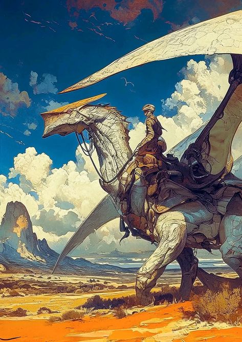 # **A dragon and its rider on Betelgeuse Prime.** Alien Photos, Beast Creature, Arte Alien, Sci Fi Comics, Fantasy Beasts, Dragon Rider, Fantasy Monster, Mythical Creatures Art, Fantasy Art Landscapes