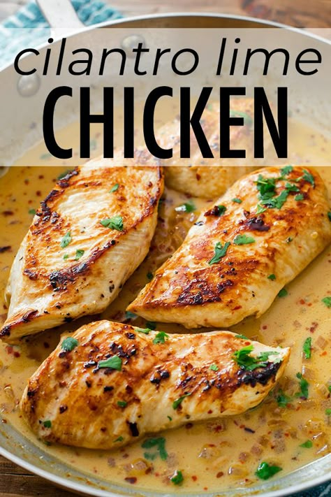 Lime Chicken Breast, Bird Recipes, Cilantro Recipes, Carb Dishes, Lime Chicken Recipes, Cilantro Chicken, Cilantro Lime Sauce, Pan Recipe, Lime Recipes