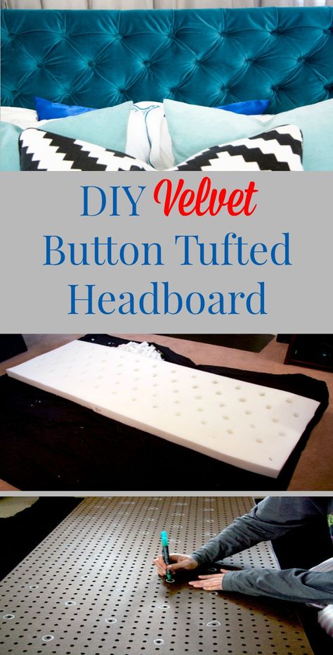 Blue Velvet Headboard, Diy Tufted Headboard, Diamond Tufted Headboard, Tufted Headboards, Diy Tumblr, Button Tufted Headboard, Velvet Headboard, Diy Headboards, Diy Headboard