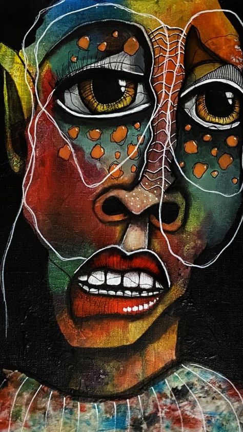 Deb Weiers, Abstract Face Art, Afrocentric Art, Quirky Art, Expressionist Art, Art Diary, Expressive Art, Art Community, Abstract Faces